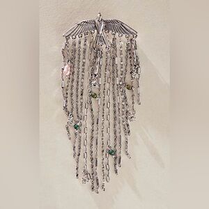 Free People Crests Dangle Silver bird Brooch NWT